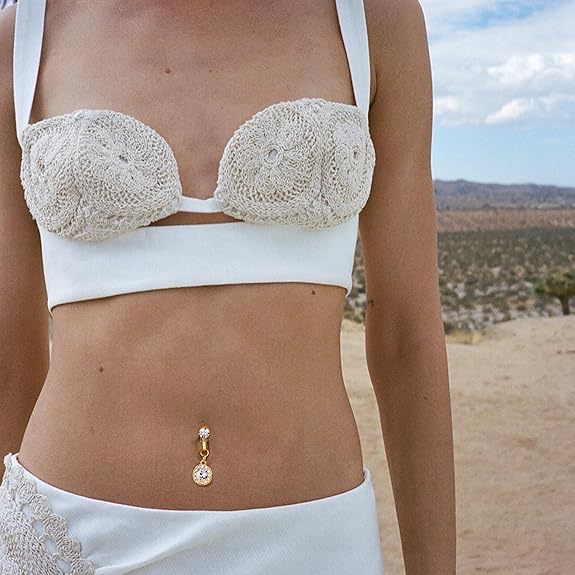 Anello minimalista in acciaio inossidabile a forma di cuore con zircone, senza ombelico, orecchini a clip non forati, gioielli da piercing_voghion.com