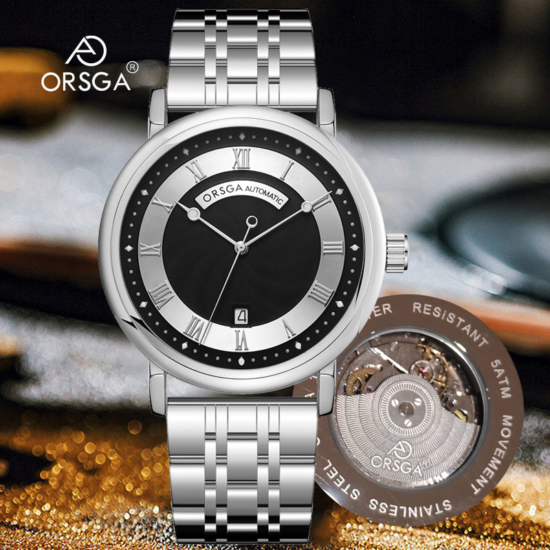 Orsga Classy Fully Automatic Mechanical Watch Men's Calendar Fashion Manufacturer Cross-Border Live Broadcast Business Mechanical Watch