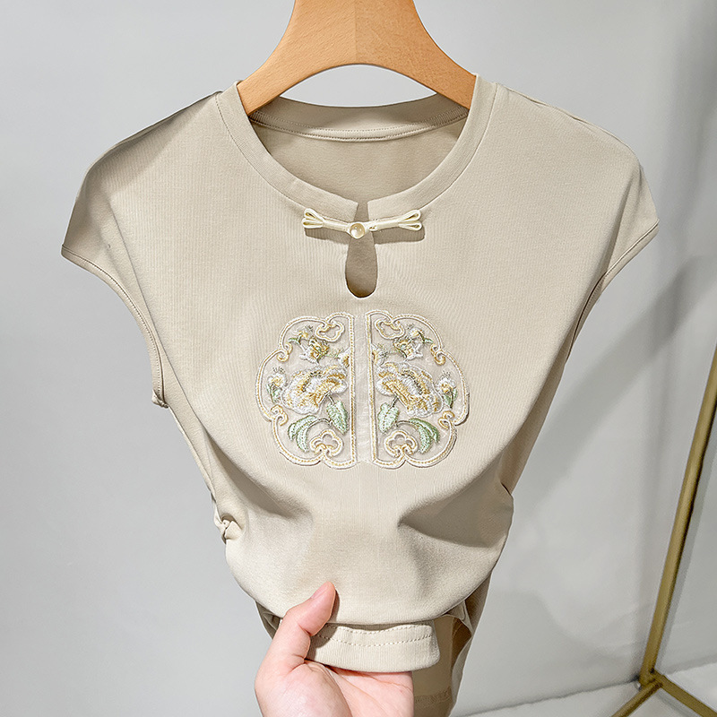 Chaleco bordado chino para mujeres 2024 nueva ropa de mujer retro agujero estilo nacional hebilla de cintura sin mangas