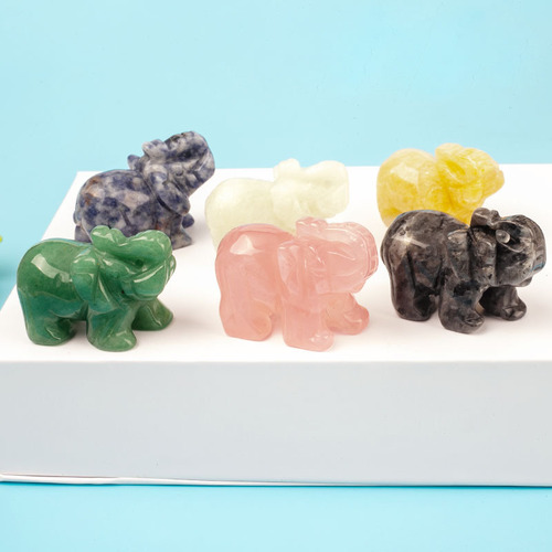 Jade ornaments pink crystal elephant aventurine natural rough stone gemstone crafts live source crystal carvings