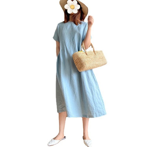 Simple and Elegant Loose and Slimming Women's Summer Dress 2025 New Arrival Plus Size for Larger Women 200 Pounds Medium Length Skirt