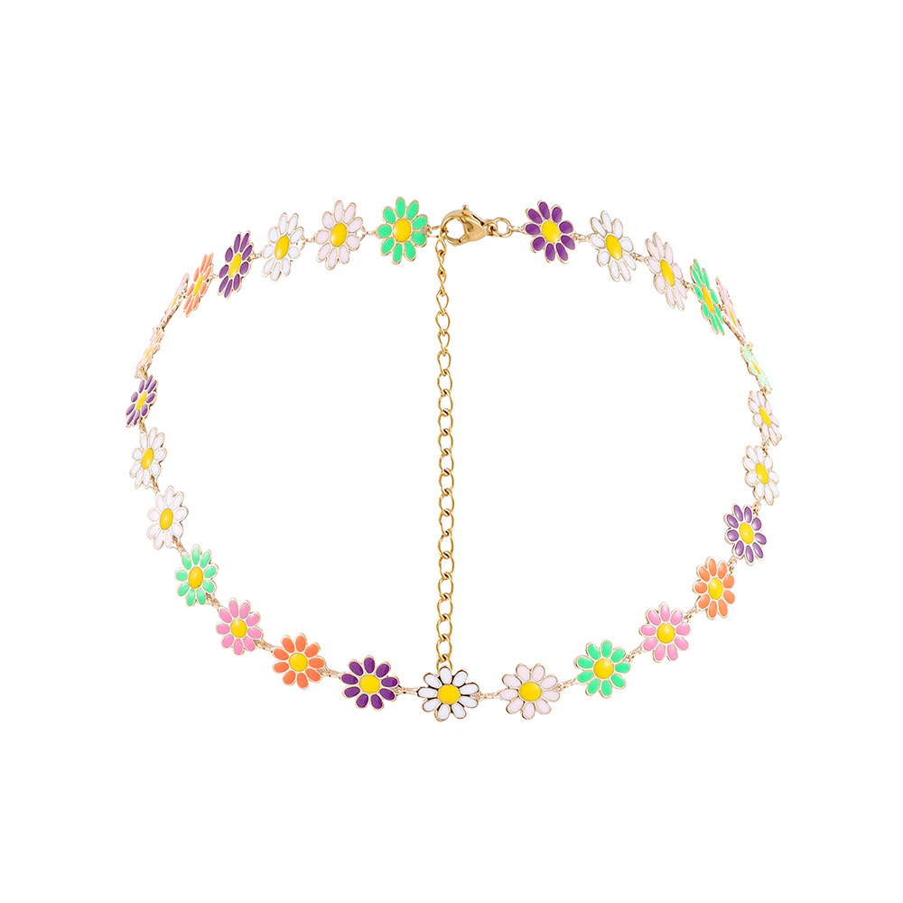 Vacation Flower Daisy Copper Choker In Bulk display picture 2