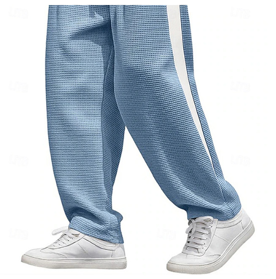 Men's Jogger Pants Waffle Knit Breathable Sweatpants Drawstring_voghion.com