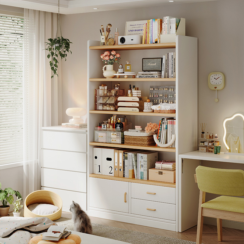 Estante de madera integral estante de almacenamiento de piso multicapa sala de estar contra la pared armario de almacenamiento para estudiantes librería infantil doméstica