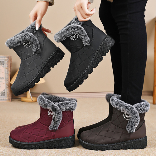 Women's cotton shoes, new polyurethane velvet thick snow boots, cold-proof warm boots, high-top cotton boots, soft soles, women's shoes