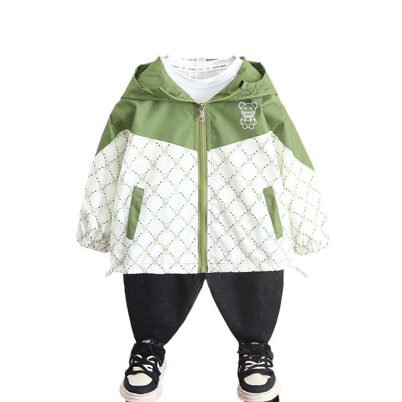 5958 Chaqueta cortavientos de otoño para niños 2024 Chaqueta de primavera y otoño para bebés fresca y guapa Chaqueta para niños con capucha