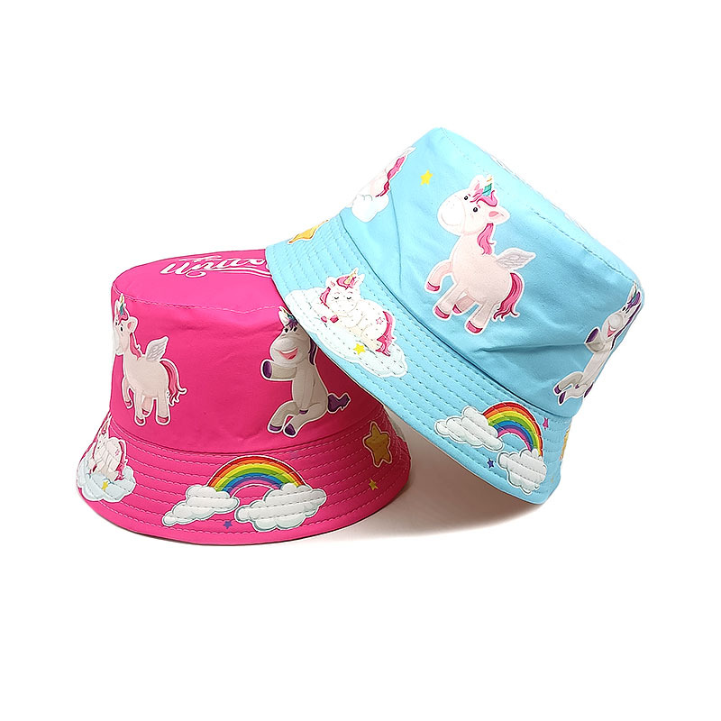 Girl's Cute Simple Style Unicorn Printing Bucket Hat display picture 4