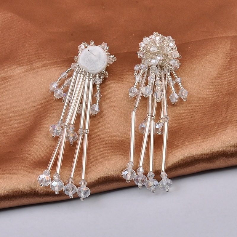 Fashion Solid Color Crystal Tassel Drop Earrings 1 Pair display picture 2
