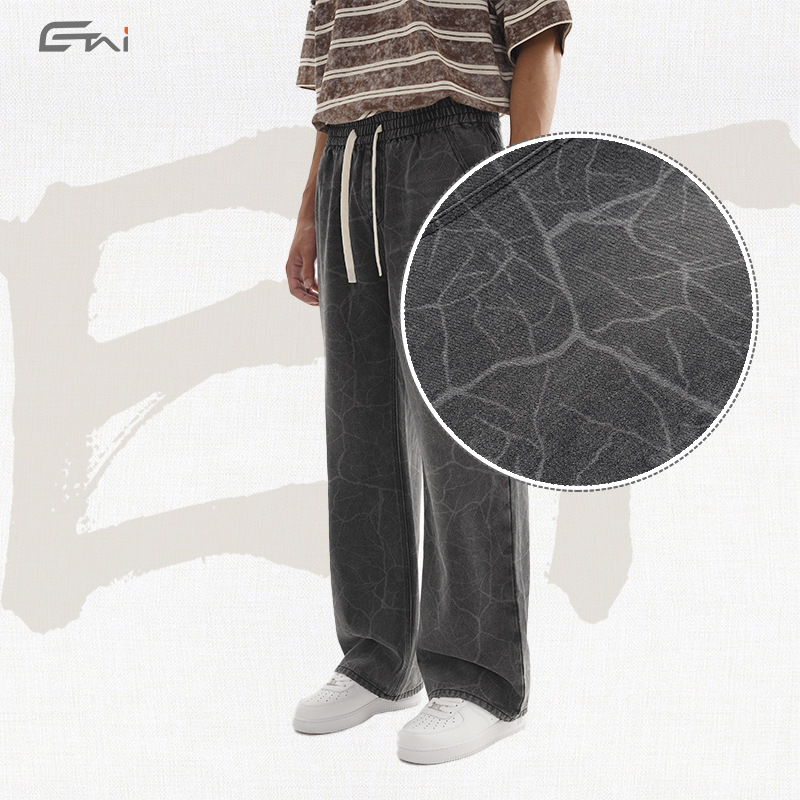 ETAI Hombre| Pantalones de estriado láser de rayos de ancho completo Retro americano pulverización de caballo para hacer jeans viejos