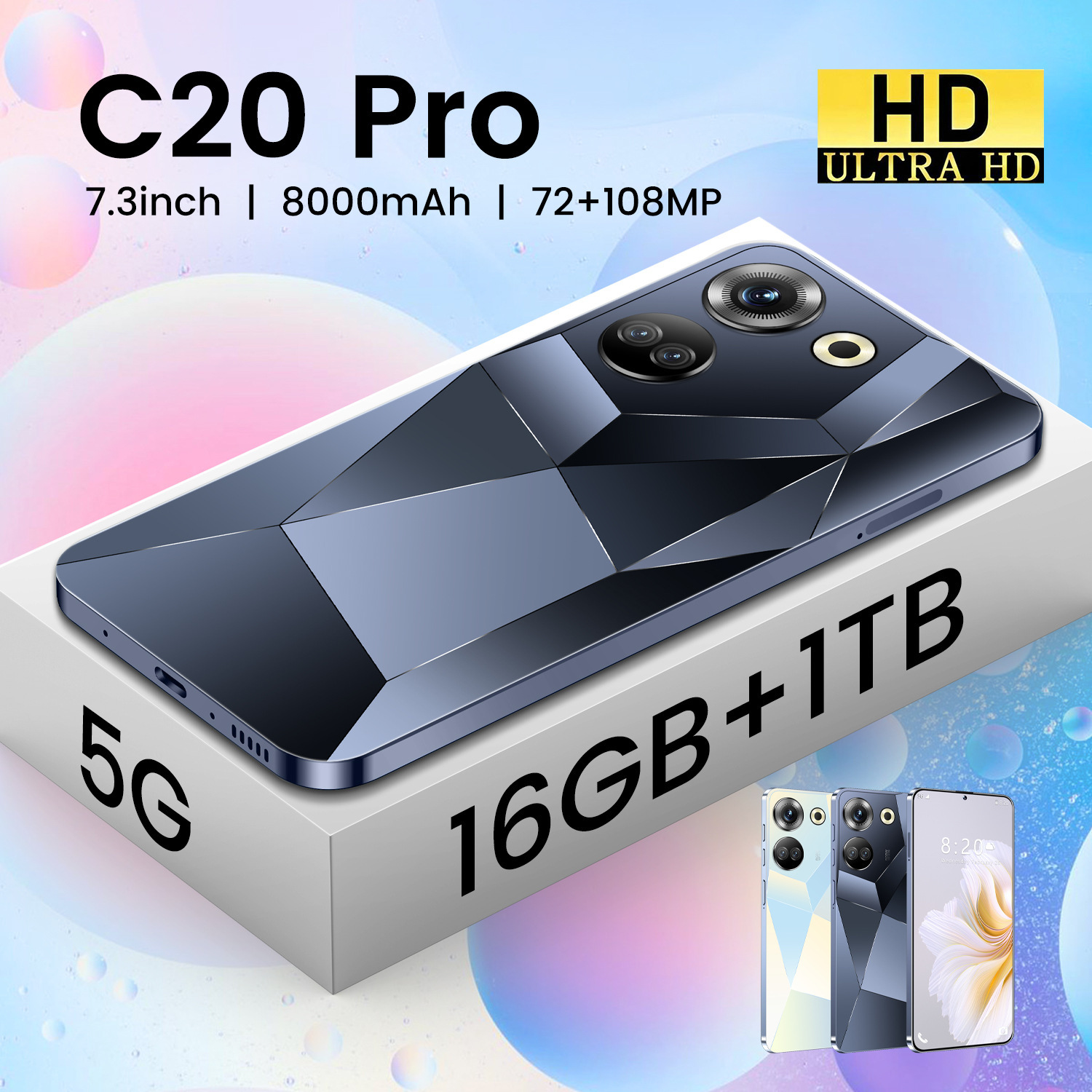 Spot foreign trade C20PRO7.3-inch large screen 16+1T large memory cross-border integrated machine intelligent machine factory can be issued