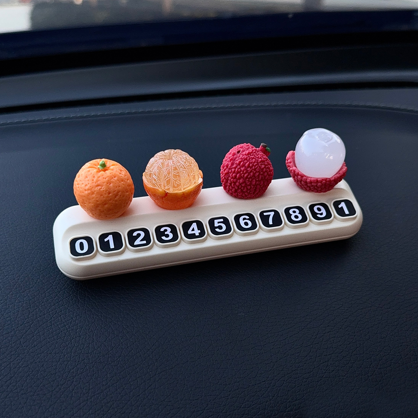 Good Luck and Prosperity Lychee Orange Temporary Parking Number Plate Car Creative Car Phone Number Plate Decoration Ornament