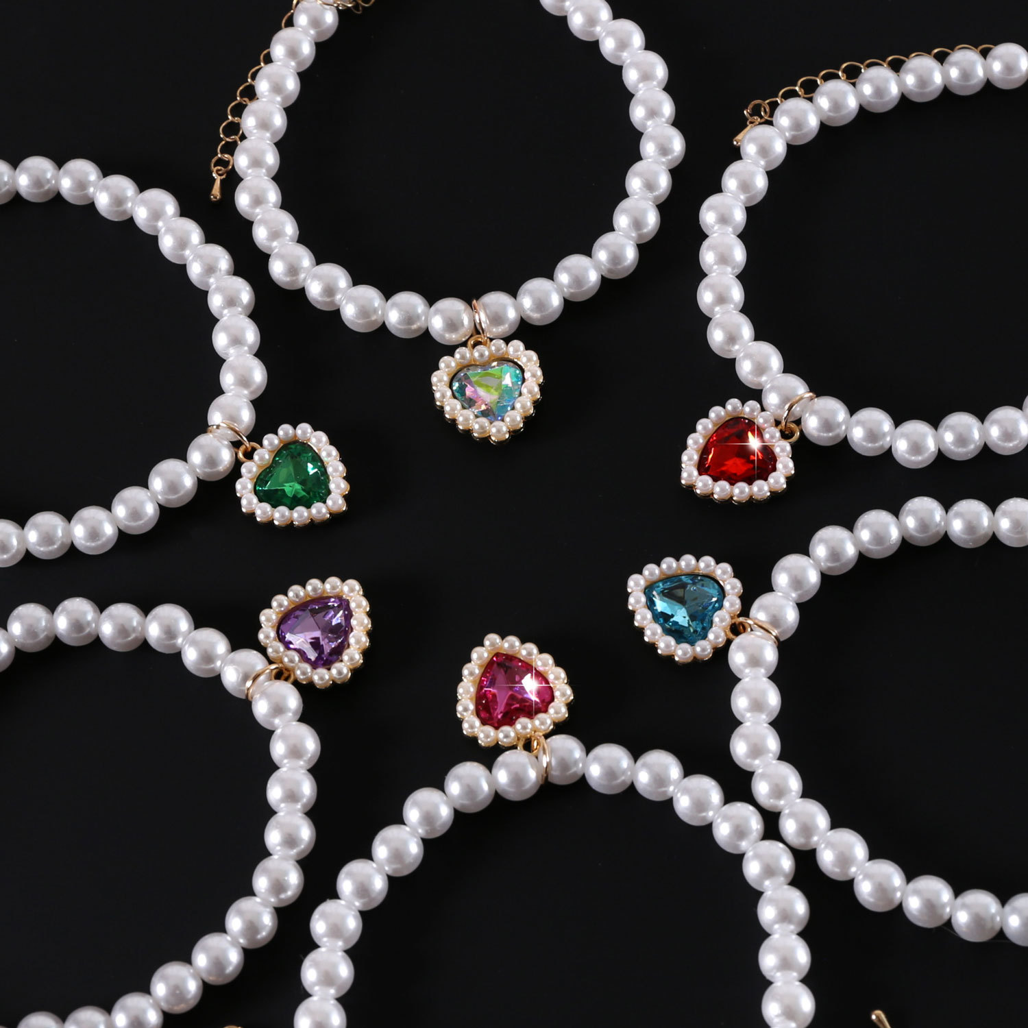 Collar de perlas de diamante de color para mascotas collar de perlas para perros gatos perros fabricantes de joyas exquisitas al por mayor