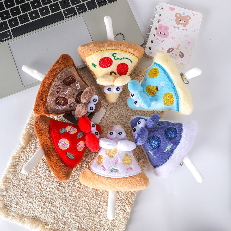Cute pizza mouse plush pendant keychain bag decoration cartoon toy accessory DIY bag decoration little mouse