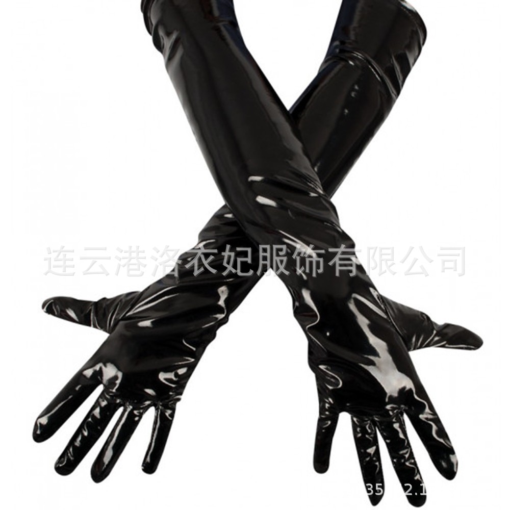 Luo Yifei alta elástico brillante guantes de cuero europeo y americano punk hip hop pu guantes sexy Lencería fabricante 6825