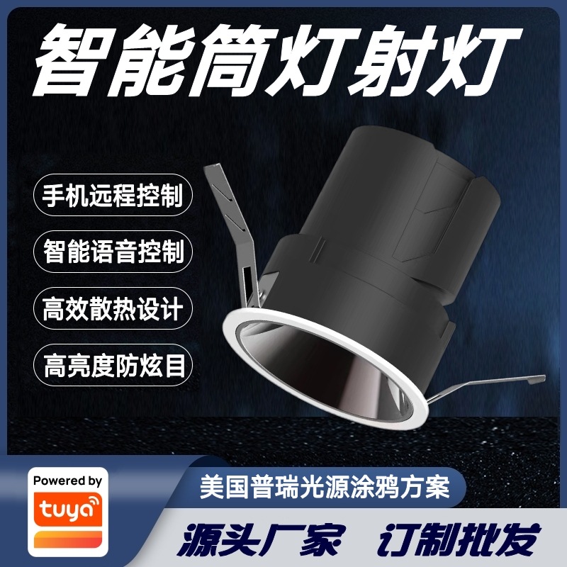 涂鸦方案智能家居筒灯射灯无主灯LED照明深杯防炫目嵌入式洗墙灯