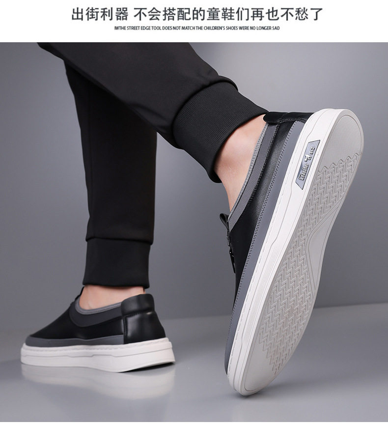 Giày sneaker nam cổ thấp dáng giày ván, mũi tròn, dây buộc, mặt da mềm — GX367 màu trắng, GX367 màu đen chi tiết 19