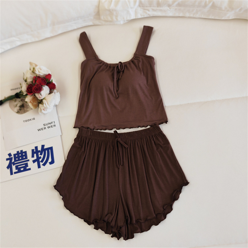 ND8394.2#(가슴 패드 포함) 조끼 + 반바지 메일라드 브라운