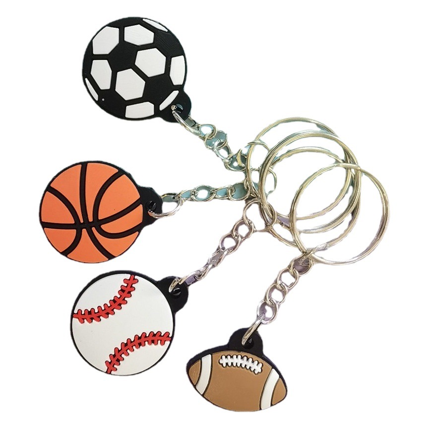 Pvc Soft Rubber Cross-Border Keychain Wholesale Football Keychain Cartoon Football Pendant Boundary Cup Gift Toys in Stock