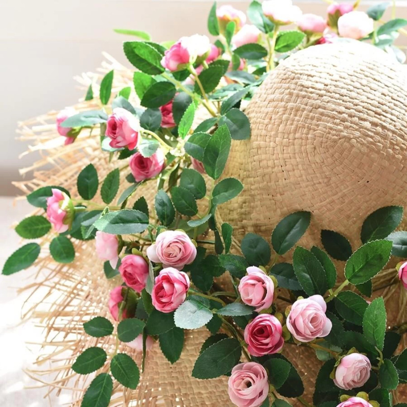 Simulación de vid de rosa rosa rosa vid de plástico techo colgante de aire acondicionado tubería de agua de sombra decoración de balcón
