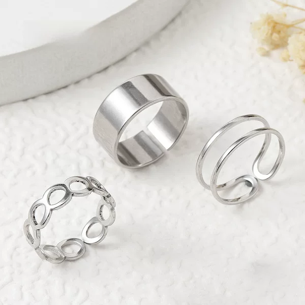 Titanium Steel Ring Three-Piece Set, Non-Fading Design, Niche Opening, Adjustable Set, Plain Ring Manufacturer