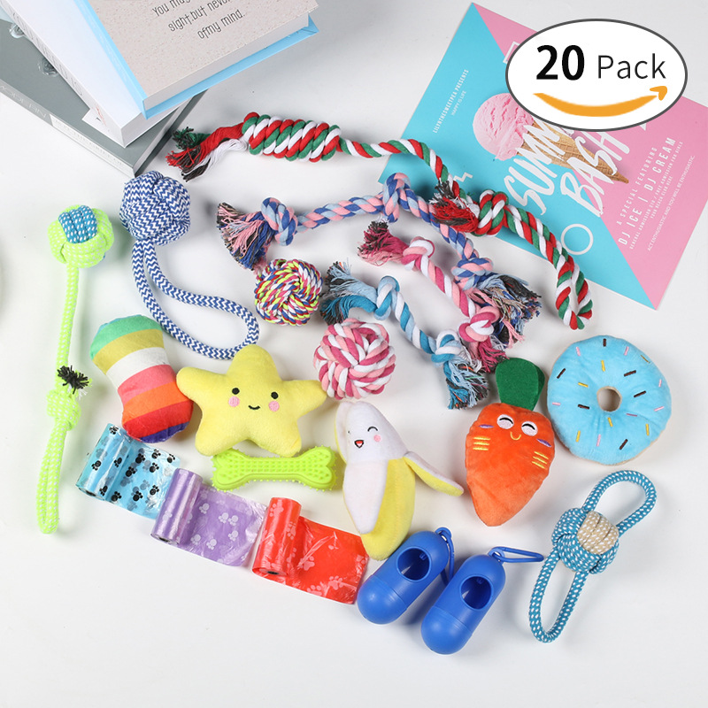 El popular juego de juguetes para la dentición de perros de Amazon, juguete de cuerda de algodón para mascotas, resistente a las mordidas, alivia el aburrimiento, suministra juguetes de autoentretenimiento.