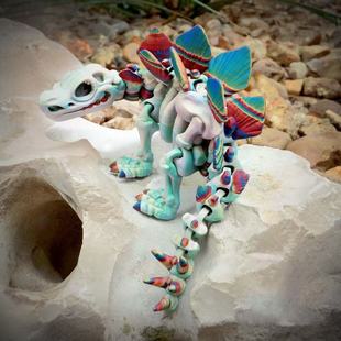 3D Printing Luminous Color Stegosaurus Crystal Dinosaur Creative Hand Toy Full Joint Movable Luminous Ornament Toy