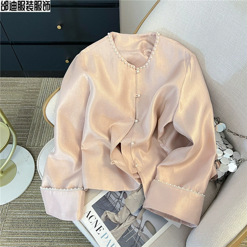 Новая китайская атласная куртка для женщин весна 2025, новая, милая, элегантная, высококачественная, легкая и универсальная женская кофта