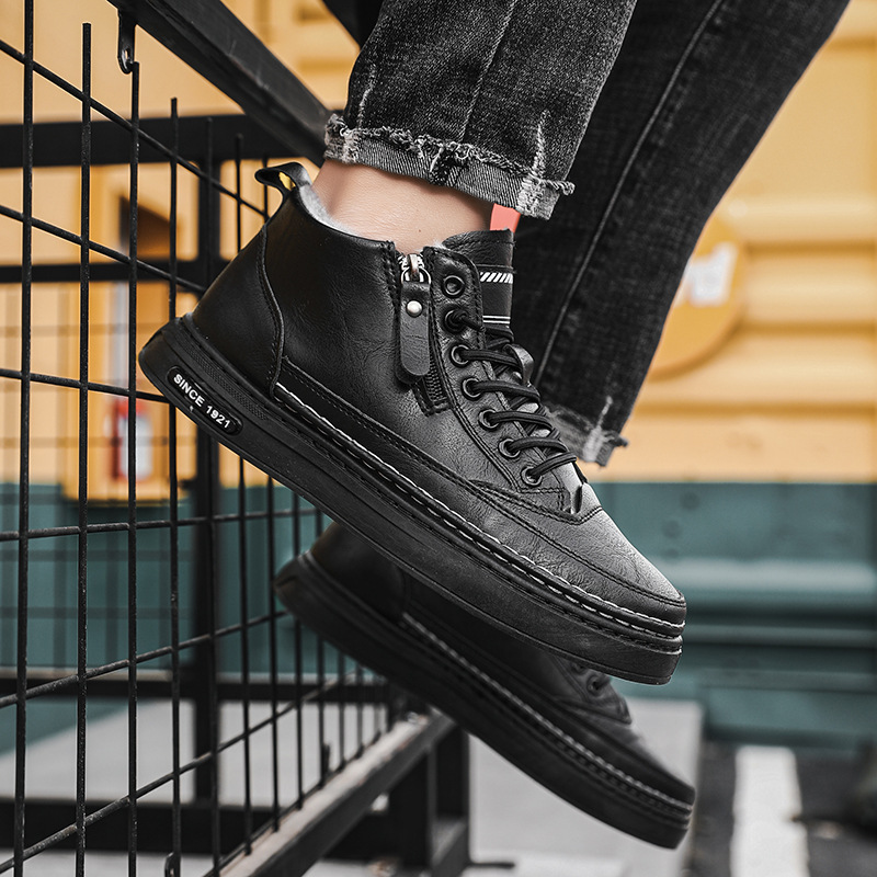 Botas Martin, zapatos de hombre, invierno alto más terciopelo, zapatos de algodón del noreste cálidos y gruesos, botas de algodón impermeables y antideslizantes