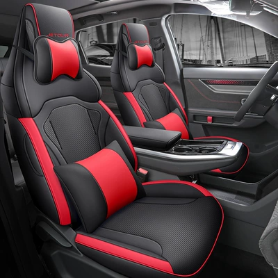 Modelə uyğun (Original) oturacaq örtükləri – Perforated Leather Special Seat Cover - black-and-red-deluxe-version-note-the-model-year-rear-half-pack