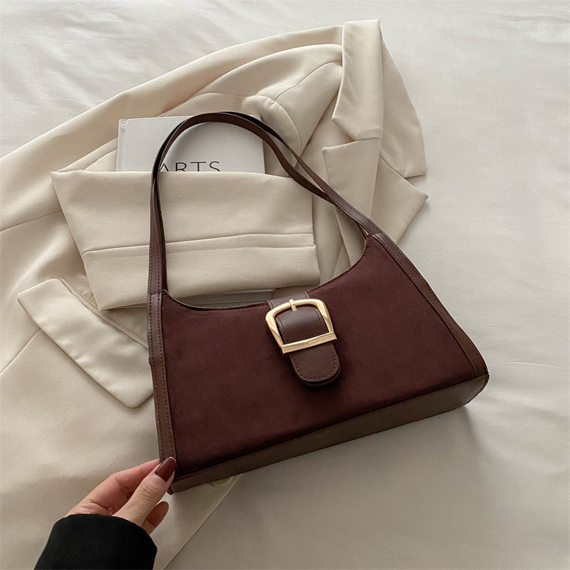 Bolso de axila de color sólido, diseño de nicho, moda, estilo occidental, nueva tendencia, bolso femenino, retro francés, hermoso bolso de hombro de luna nueva
