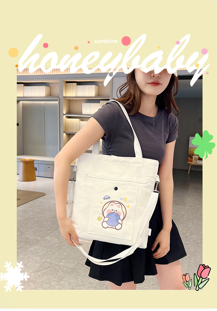 Wholesale of 2025 new cartoon casual canvas bags, large-capacity, fashionable and cute girl single-shoulder bags and tote crossbody bags Item Picture