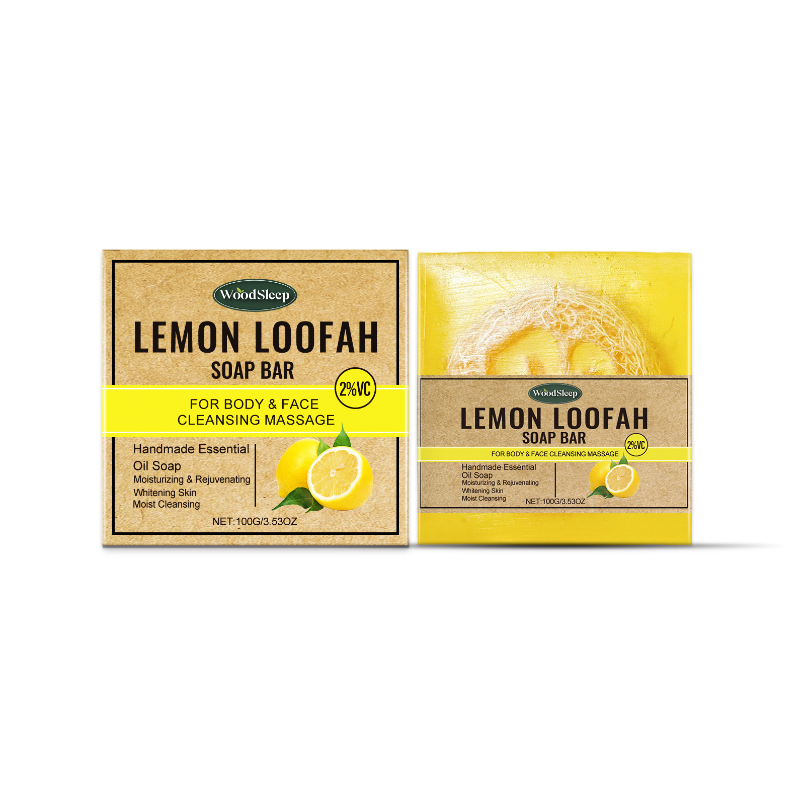 Loofah Lemon Essential Oil Soap, Gently Cleansing Body Skin Refreshing Care Soap_voghion.com
