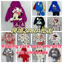 2025年跨境热卖品牌春秋冬季休闲男女童卡通卫衣套装混合低价批发