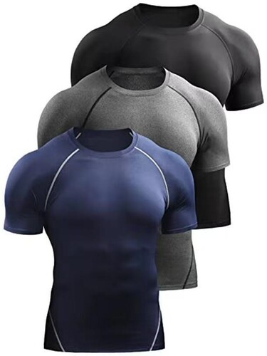 Cross-border fitness clothes men's outdoor sports quick-drying short-sleeved t-shirt training pro running stretch tights yoga