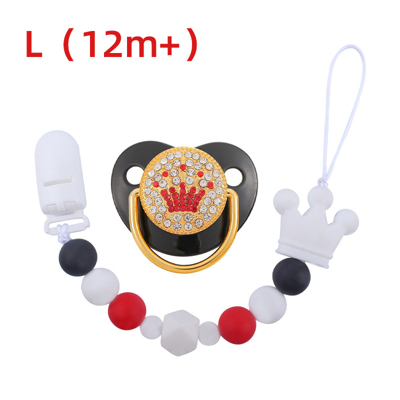 Bebé suministros corona chupete bebé silicona corona perlas mordedura chupete cadena anti-caída traje de cadena Nuevo