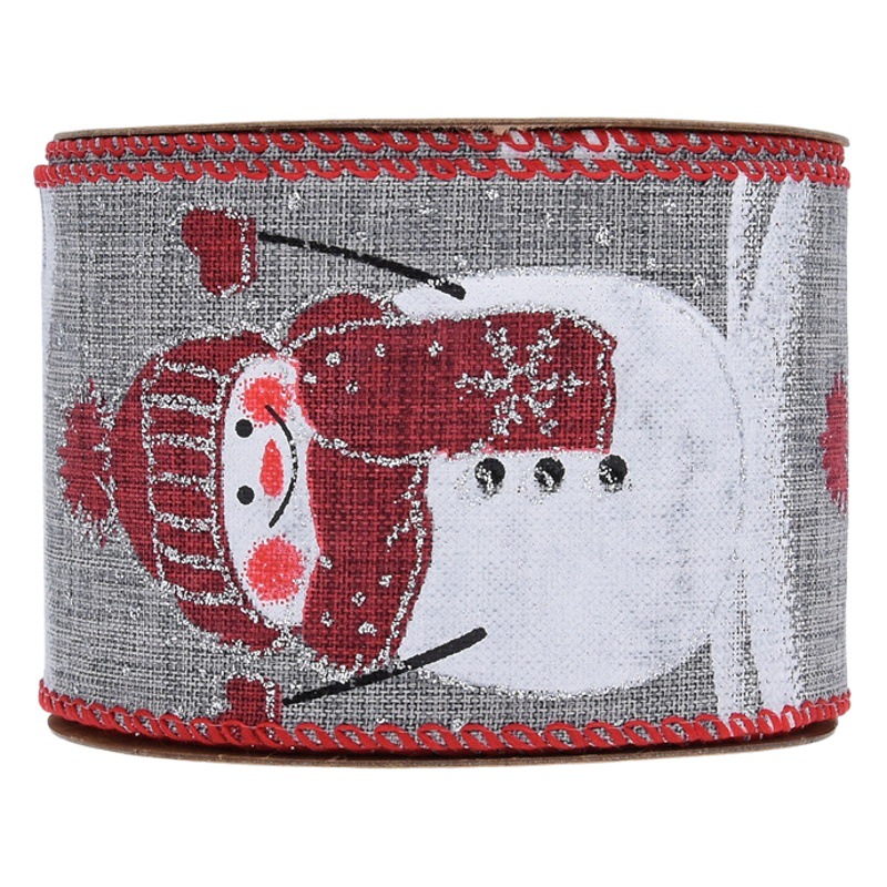 63mm Amazon transfronterizo nuevo muñeco de nieve bebé copia borde cáñamo cinta arco material Navidad guirnalda cáñamo cinta