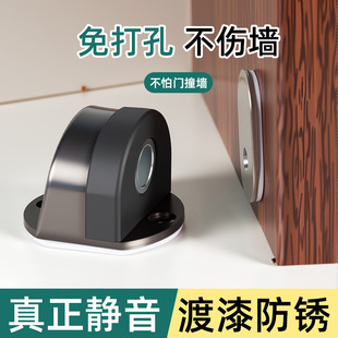New Stainless Steel Turtle Top No-Drill Door Stopper for Bedroom and Bathroom, Invisible Floor Suction Anti-Collision Rubber Door Stopper