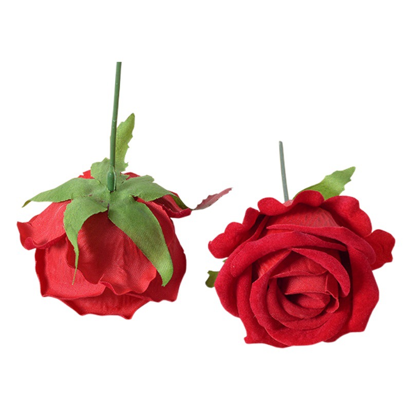 Cabezas de rosas artificiales con tallos, decoración de pared de flores de terciopelo pequeñas, decoración de bodas, flores artificiales para salón de bodas al por mayor