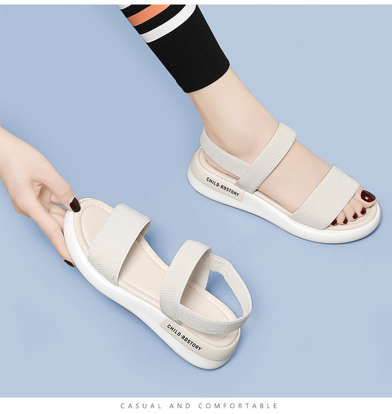 Sandal thể thao nữ đế dày da thật chống trượt mùa hè — 12067 màu đen, Màu be 12067 chi tiết 14