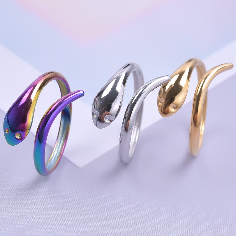 Wholesale 1 Piece Simple Style Snake Stainless Steel Rings display picture 1