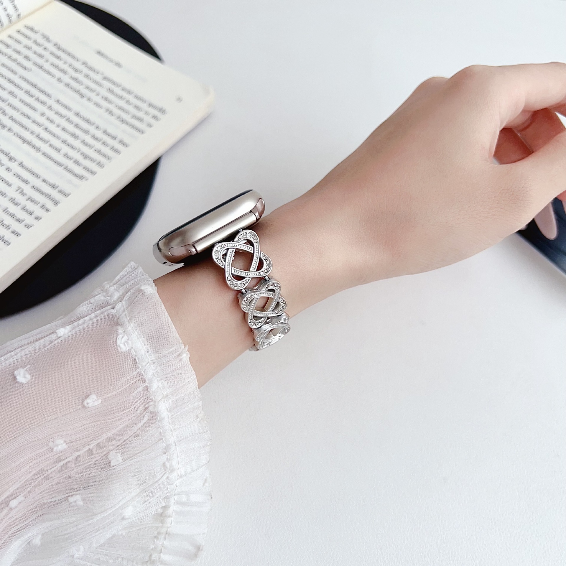 Para Apple 6789 generación pulsera Apple watch SE diamantes correa de cadena de metal universal