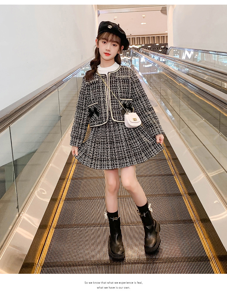 Set Dress 2023 Autumn New Children's Fashionable Middle and Big Girls' Net Red Small Fragrance_voghion.com