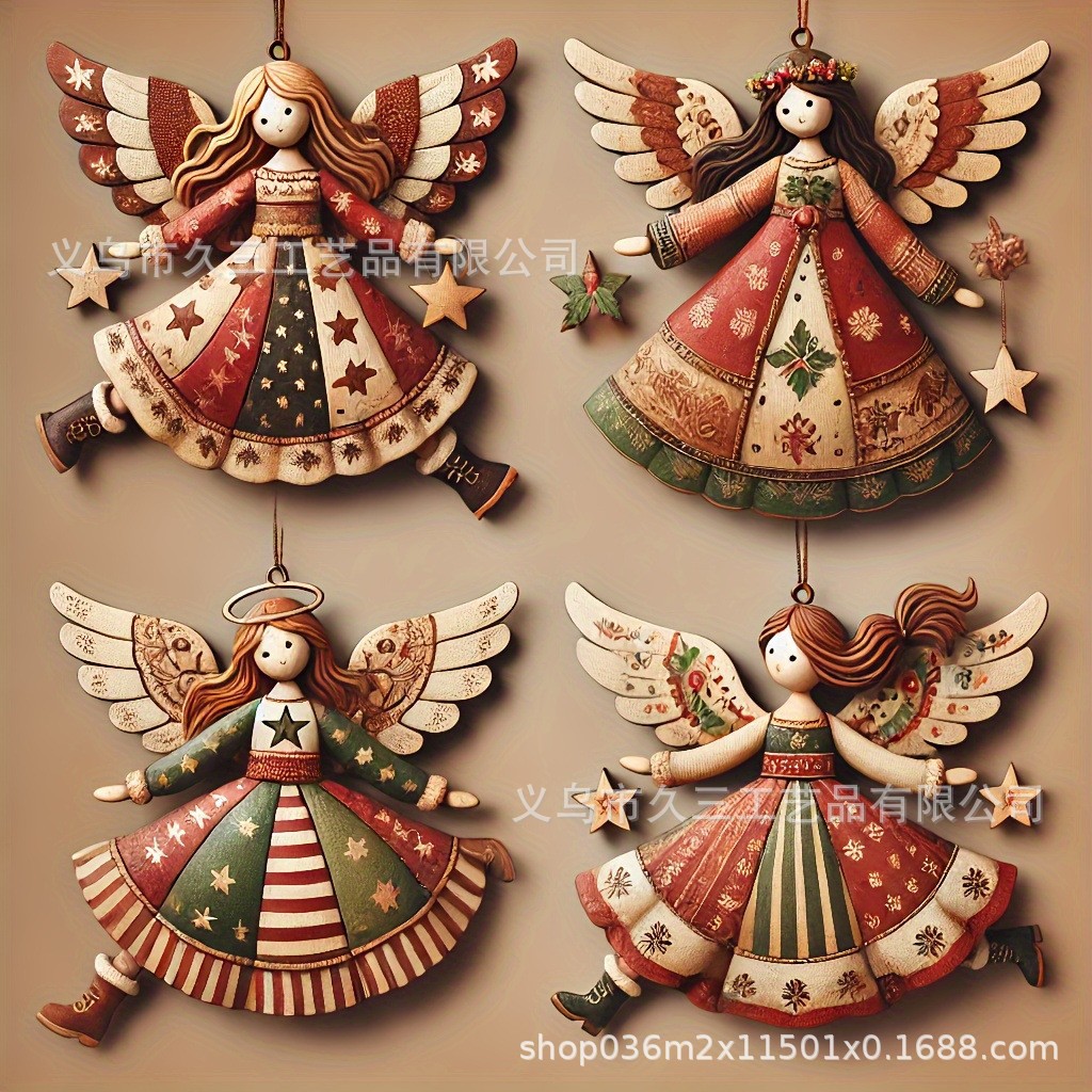 Colgante de madera transfronterizo Angel Girl para decoración de Navidad decoración interior y exterior colgante image 7
