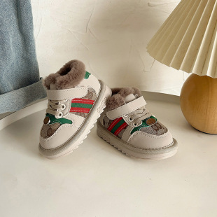 Girls Snow Boots Baby Children's Shoes Niche Ankle Boots fleece-lined Toddler Shoes Winter Boys Cotton Shoes Boots Baby