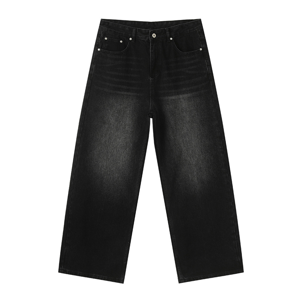 MTLCLOTHES Hombres| Corea del Sur sensación de flujo casual viaje blanco pulido oversize piernas anchas lavados jeans de moda