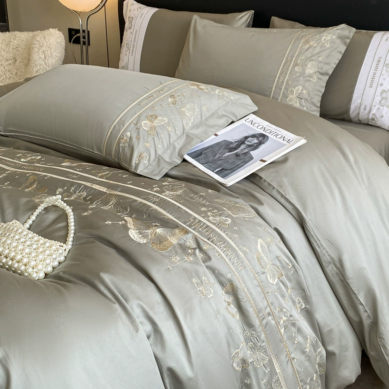 (Totten) Cabaln Home Textile 2024 новая полностью хлопковая вышивка четыре предмета бабочка любовь