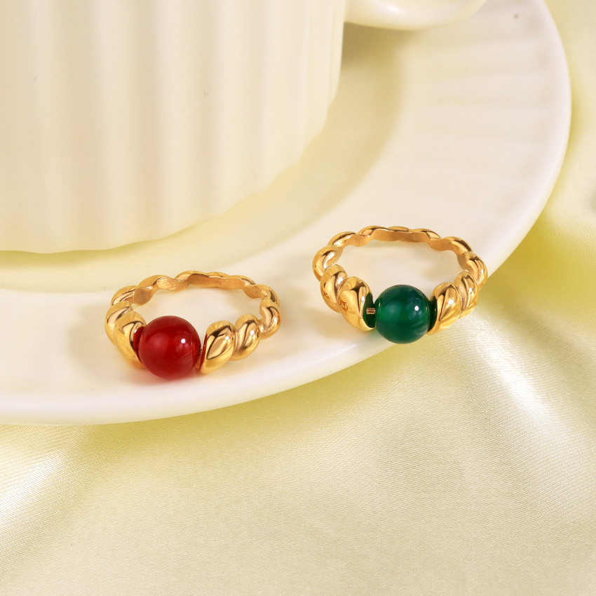 1 Piece Quantity Daily Occasion Simple Style Commute Round Stainless Steel 18k Gold Plated Rings In Bulk