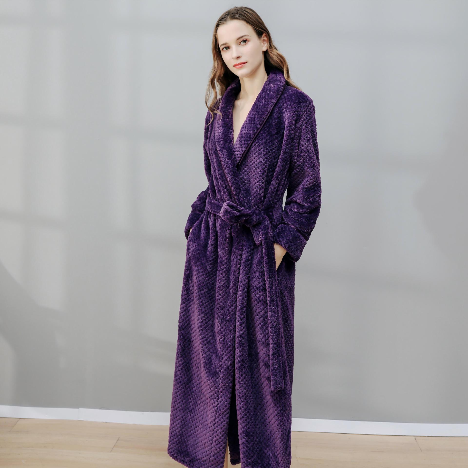 Pareja de invierno de las mujeres Albornoz de lana de coral forrado de lana engrosada pijamas de los hombres Otoño e Invierno extendido al por mayor