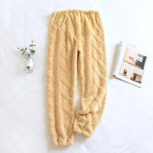Winter flannel postpartum pants, maternity pants, casual warm cotton casual pants, coral fleece adjustable