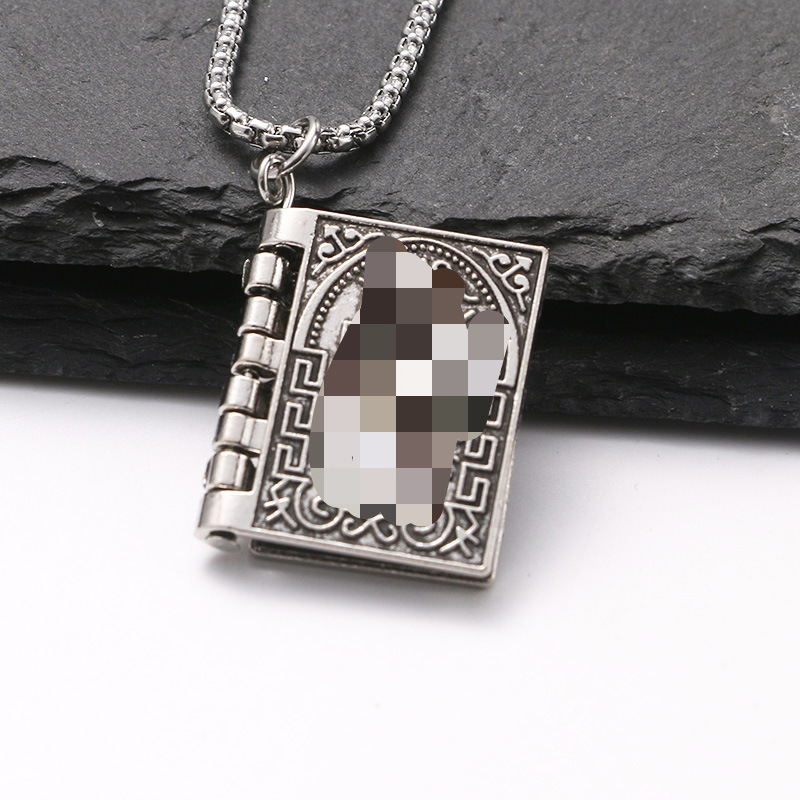 European and American Style Gothic Jewelry, Flip-Page Letter Book Cross Necklace, Unisex Versatile Street Fashion Creative Accessory European and American Style Gothic Jewelry, Flip-Page Letter Book Cross Necklace, Unisex Versatile Street Fashion Creative Accessory